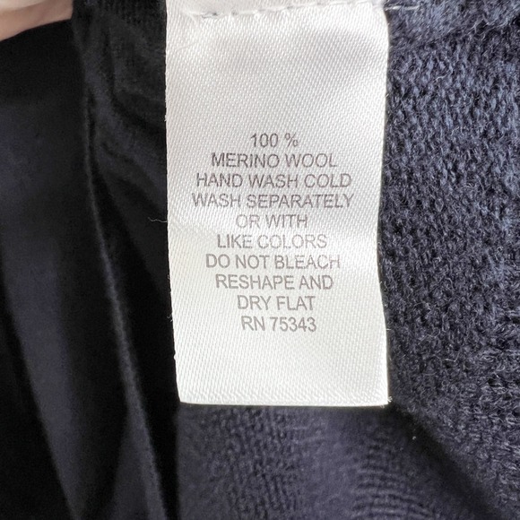 Max Studio NWT Navy Blue 100% Extrafine Merino Wool Cowl Neck Sweater Size M - Picture 8 of 8